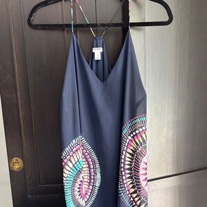 Old Navy lined Blue Spaghetti Strap Dress with Colorful Accents